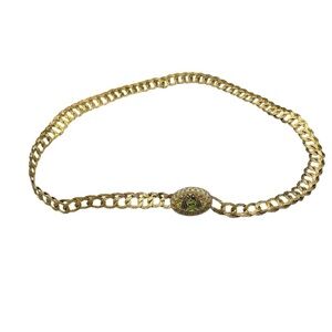 Vintage Gold Chain Belt Necklace Enamel Medallion Heavy 94g Statement